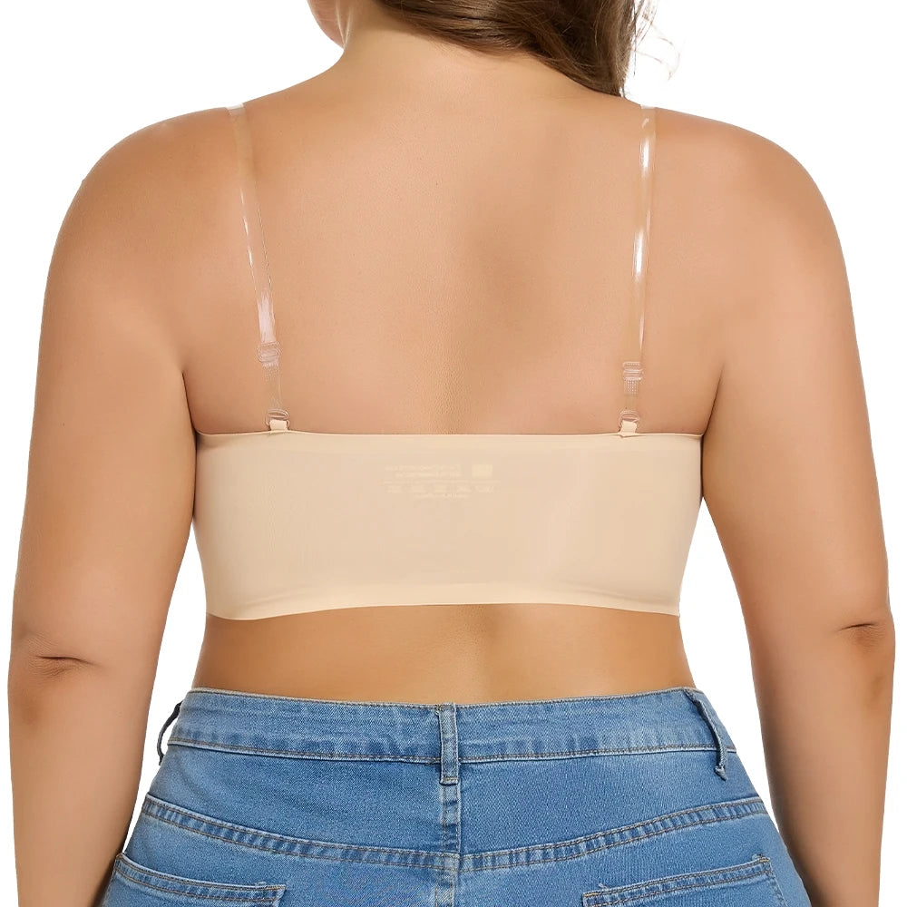 Strapless Bras for Women Lift Bra Wire-Free Anti-Slip Invisible Push Up Seam-free Detachable Straps Bandeau
