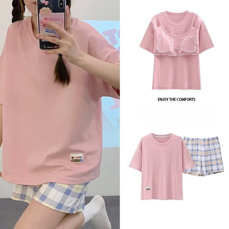Ensembles Pyjama Set Bajama Summer Women Lady Pajamas for Woman Nightwear Women's Summer Suit With Shorts Loungewear Sets Woman