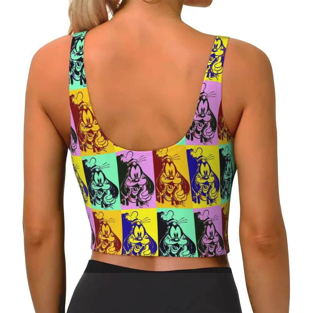 Custom Goofy Cartoons High Impact Sports Bras for Women Mangas Seamless Workout Running Crop Tank Tops