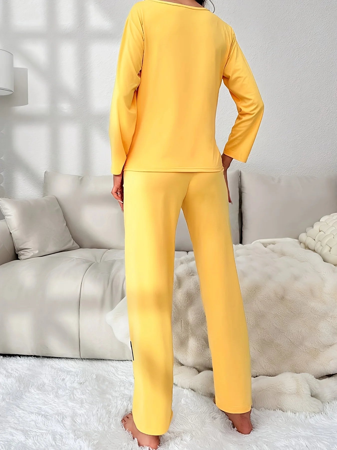 Women's Casual Cute Printed Long-Sleeve Pajama Set for Spring and Summer, Suitable for Everyday Wear and Can Be Worn Outside