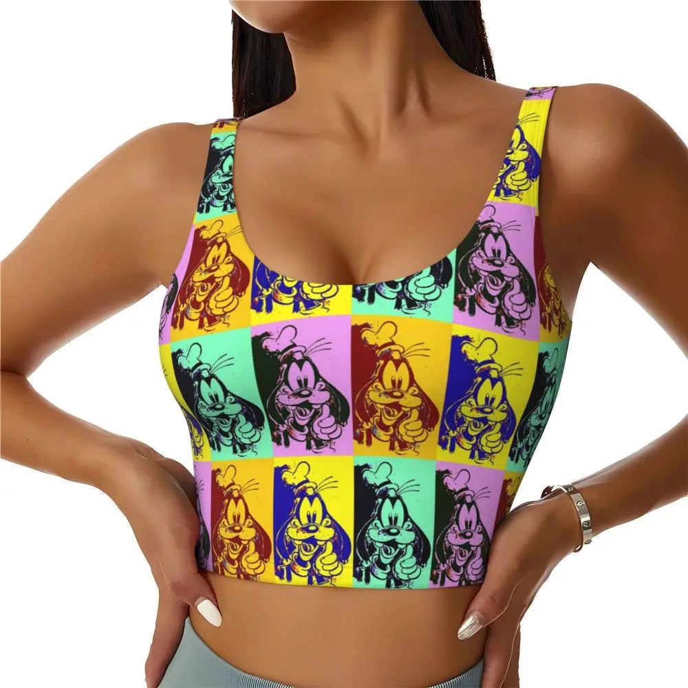 Custom Goofy Cartoons High Impact Sports Bras for Women Mangas Seamless Workout Running Crop Tank Tops