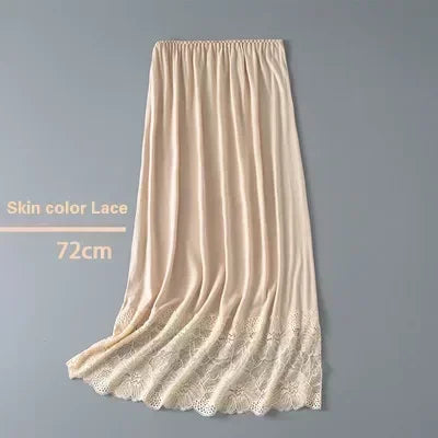 Womens Girls Modal Half Slips Underskirt Basic Soft Lace Trim Petticoat Underdress Intimates Safety Skirt Underwear