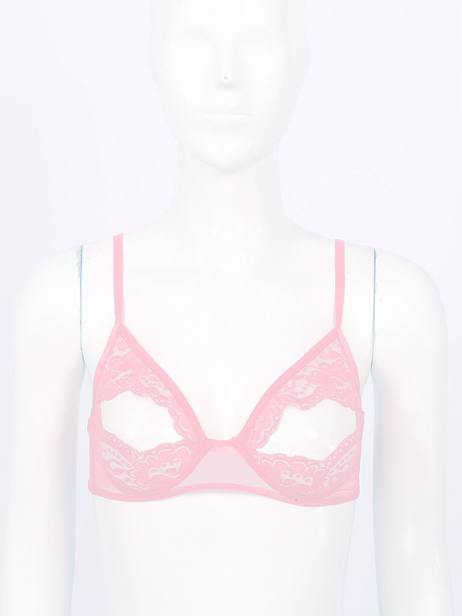 Women Nipple Exposed Bra Sexy Open Cup Lace Lingerie Exotic Brassiere Nightclub See-through Bralette Wire-free Unlined Bra Top