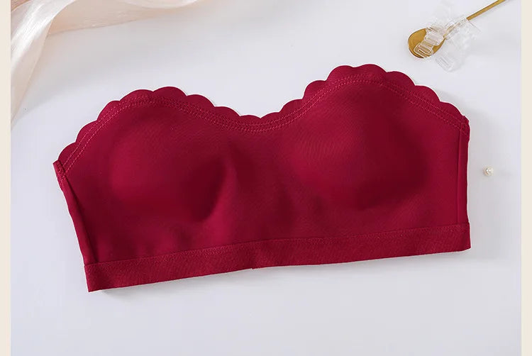 Lingerie Wireless Gather Bra Women Invisible Bra Front Buckle Push up Seamless Bra Sexy Strapless Underwear Waves Grain Bras