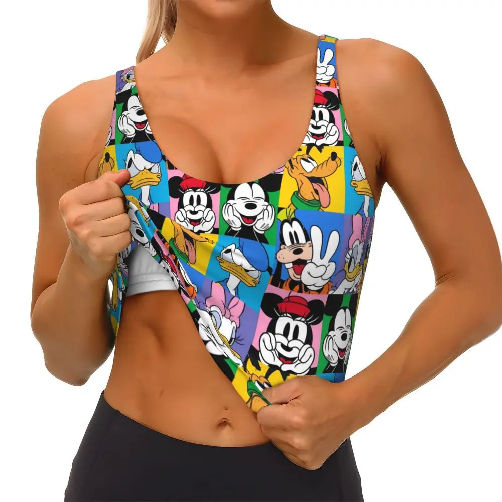 Custom Goofy Cartoons High Impact Sports Bras for Women Mangas Seamless Workout Running Crop Tank Tops
