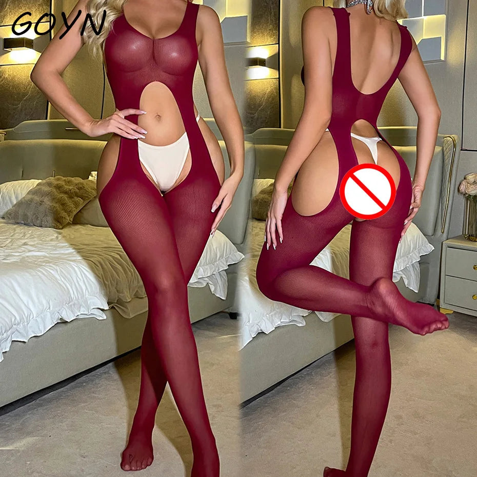 Sexy Lingerie Women Body Underwear Hollow Out Fishnet Bodysuit Nightwear Open Crotch Bodystocking Erotic Lingerie Porno Costume