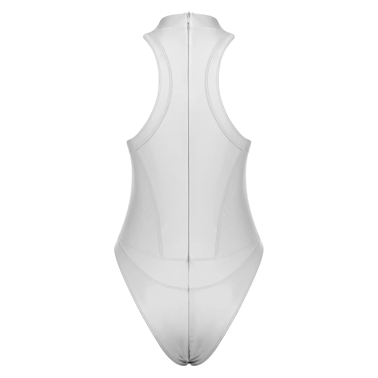 Womens Oil-shiny One-piece Bathing Suit Quick-drying Sleeveless Flat Seams High Cut Bodysuit Swimwear for Pool Beach Surfing