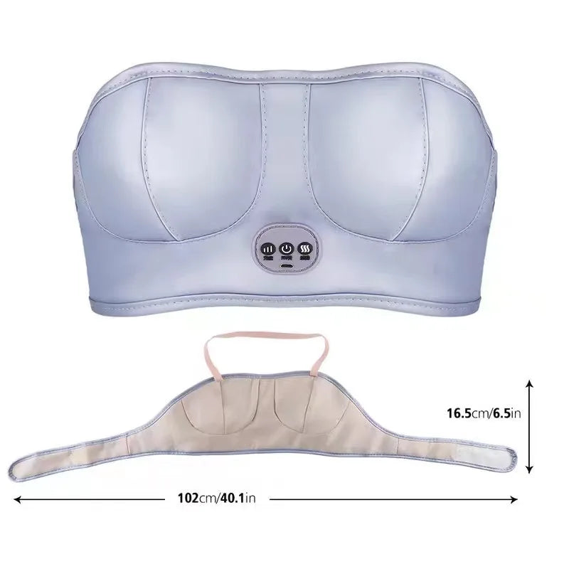 Wireless Electric Massage Bra Compress Vibration Chest Massager Home Breast Care Rechargeable Skin Friendly Relaxing Ergonomic