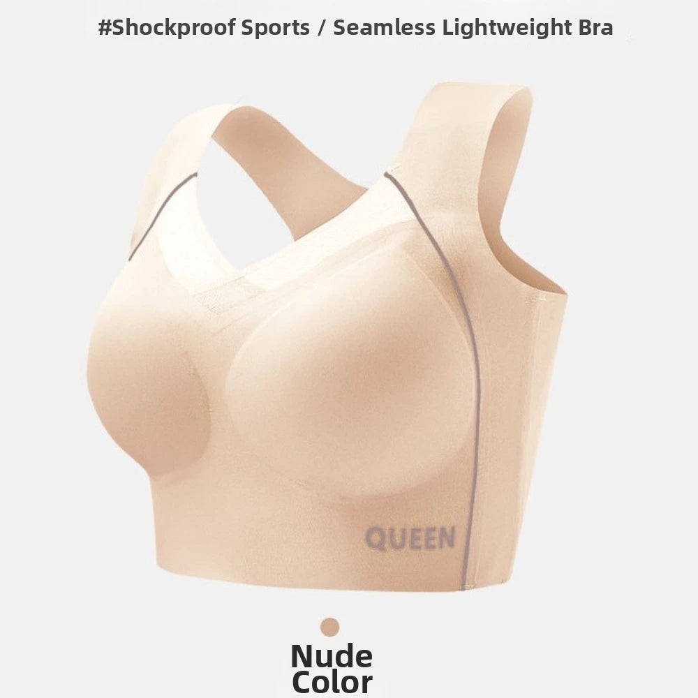 Soft Elastic Traceless Wireless V Bra Mesh V Neck Gathered Breasts Seamless Bras Shockproof Lingerie Push Up Underwear Running