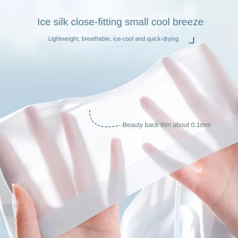 3PCS Ultra-Thin Breathable Ice Silk Bras Women's Seamless Back Halter Vest Wrap Bras Chest Gather Together Light Breathable Tops