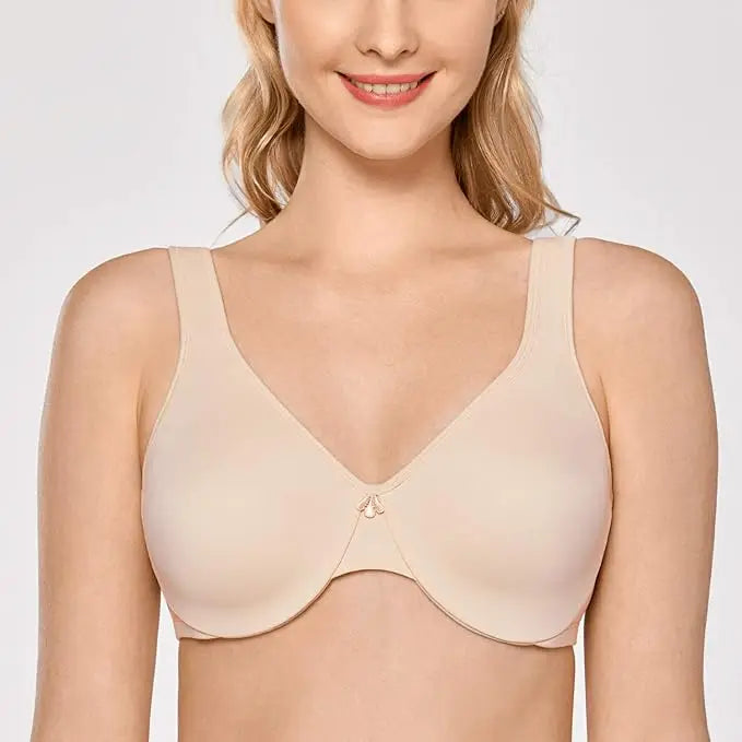 DELIMIRA Women Everyday Bra  Minimizer Bra Plus Size Underwire Full Coverage Seamless Bras