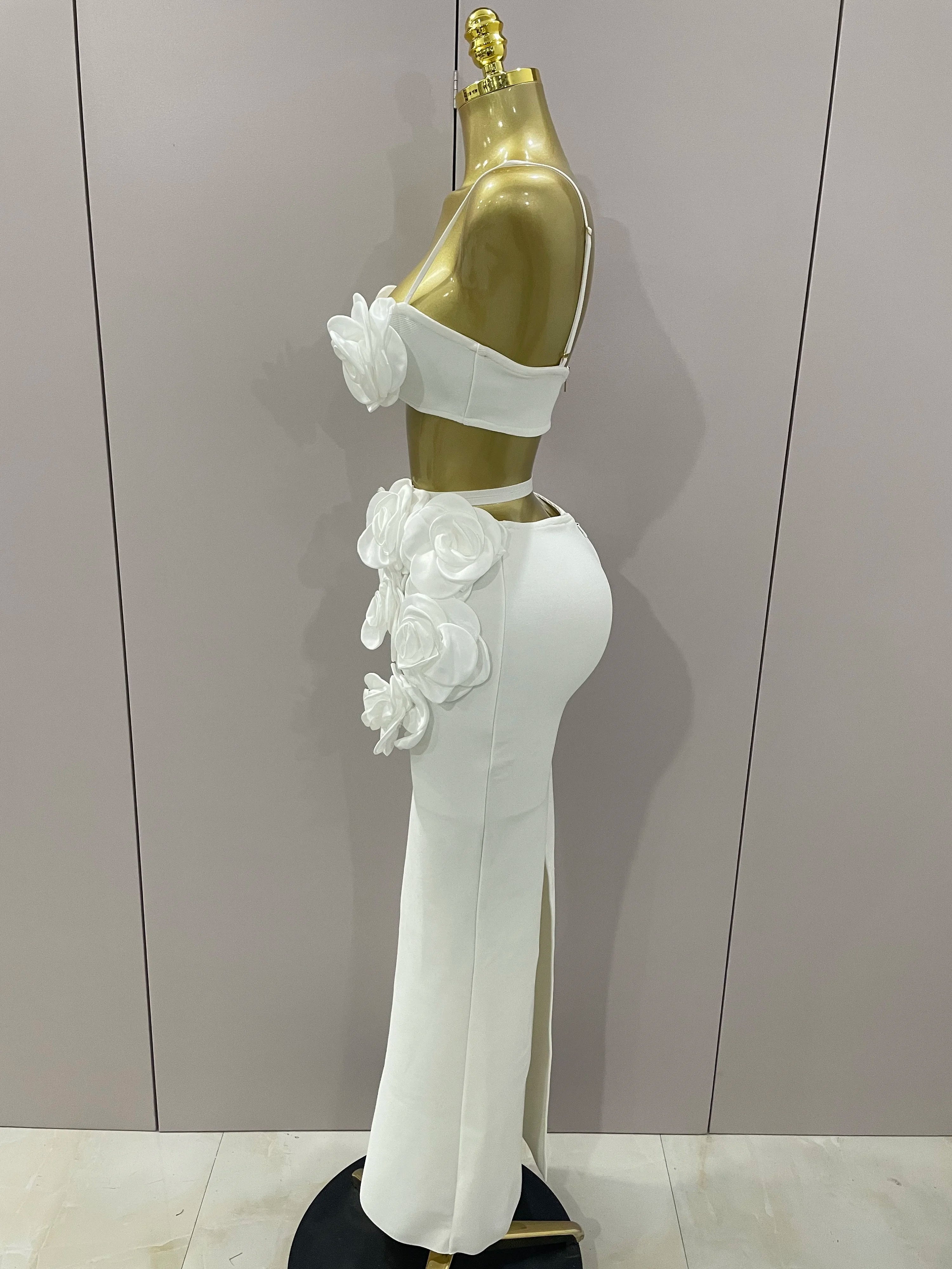 Sexy Camisole Floral Bandage Long Skirts 2-Piece Set 2025 Women Celebrity Elegant Party Cocktail Prom Gown Nightclub Outfit