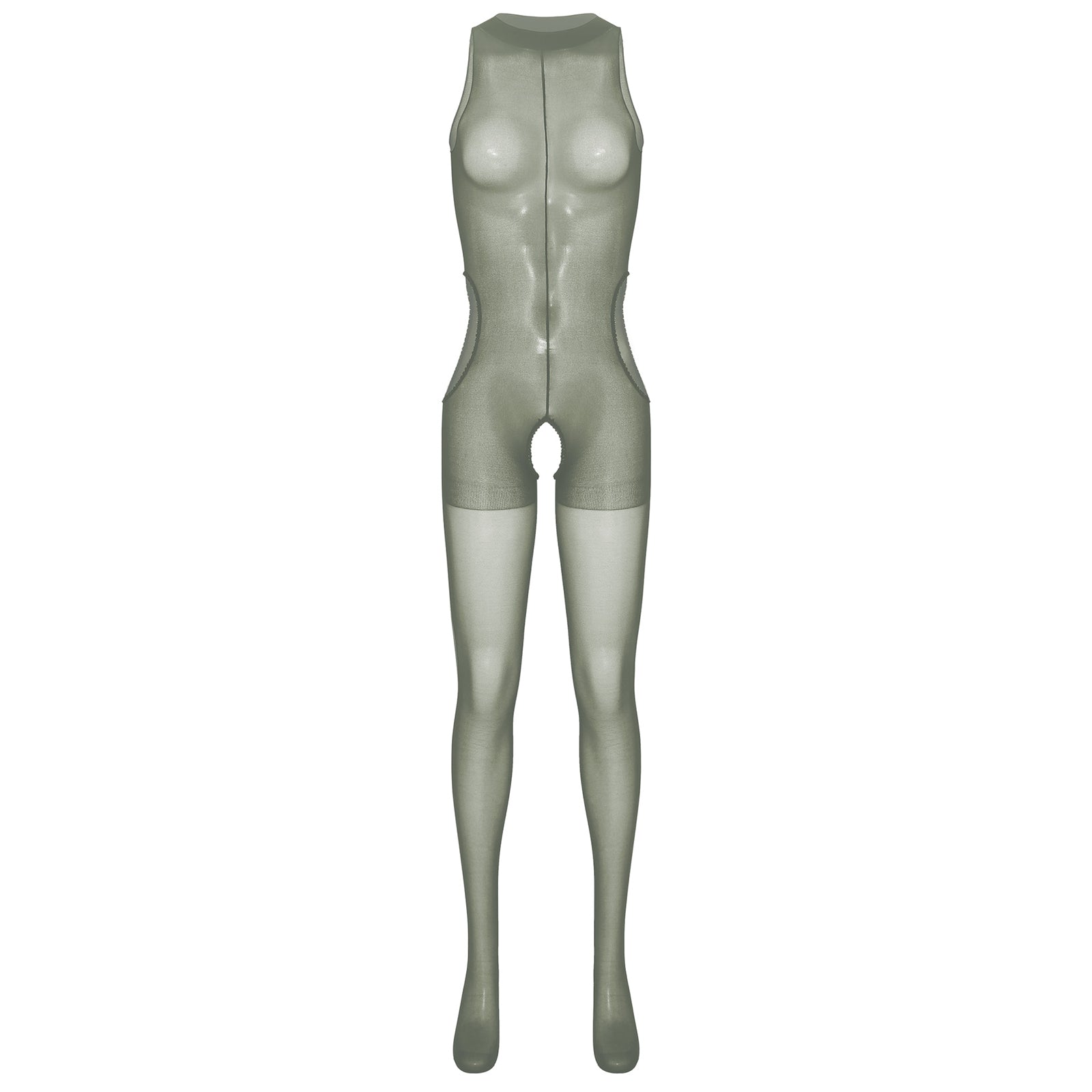 Women's Sexy Jumpsuit Bodystocking Ice Silky Smooth Nylon Sheer Exotic Teddies Crotchless Bodysuits Shapewear Lingerie Nightwear