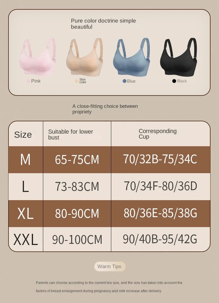 Wire-Free Nursing Bra for Pregnant Women with Large Bust Front Clip Maternity Full Cup Breathable Supportive Nursing Bras