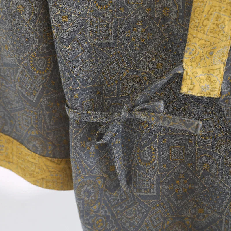 Japanese Style Kimono Pajamas Set Men's Cotton Sleepwear Loose Casual Pijama Mujer Home Clothes Male Retro Printed Pyjamas