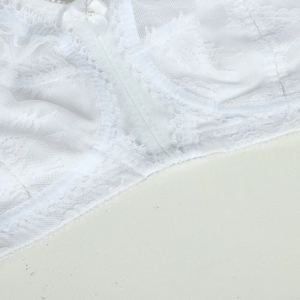 Women's Plus Size Bra Floral Lace Full Coverage Sexy No Steel Ring Bra Wrap Chest Sleeping Underwear Seamless Bras For Woman