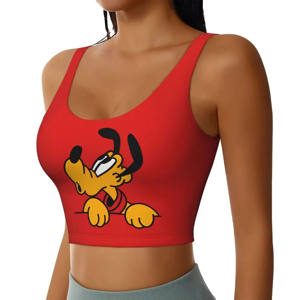 Custom Pluto Anime Manga High Impact Sports Bras for Women Classic Seamless Workout Yoga Crop Tank Tops