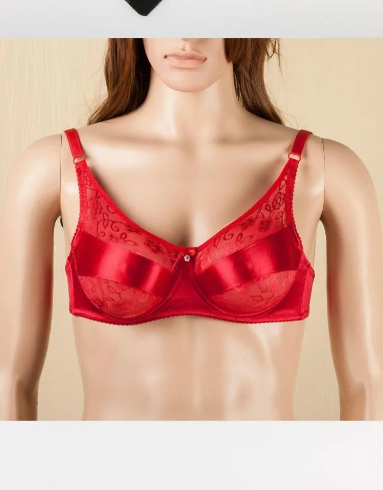 Sexy Crossdresser Bra CD Drag Queen Crossdresser Sissy Bra Fake Boobs Mastectomy Pocket Bra Suitable for Silicone Breast Forms