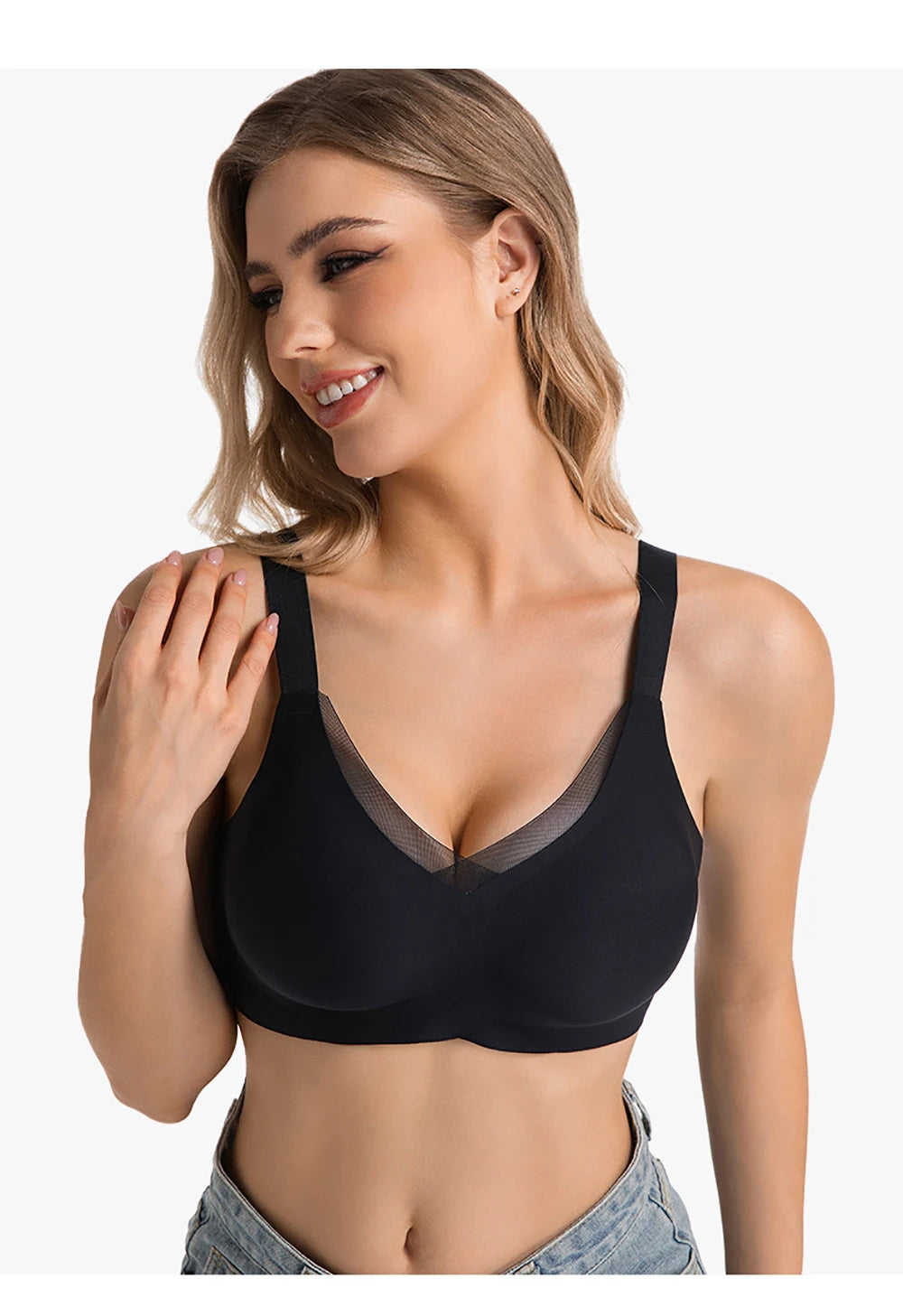 Jelly Wireless Bras For Women No Underwire Supportive Seamless Bra Comfort Soft Bralette Full Coverage Hide Back Fat T-Shirt Bra