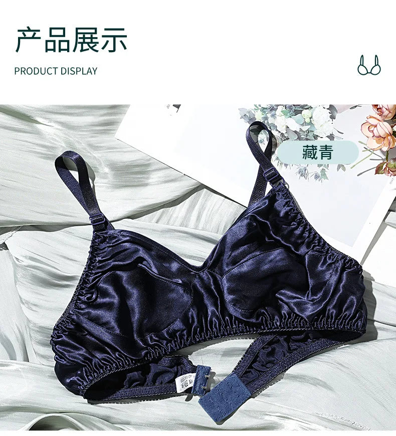 Underwire Bra for Big Breast Female 100% Mulberry Silk Double-sided Silk Without Sponge and Steel Ring Ultra-thin Bra