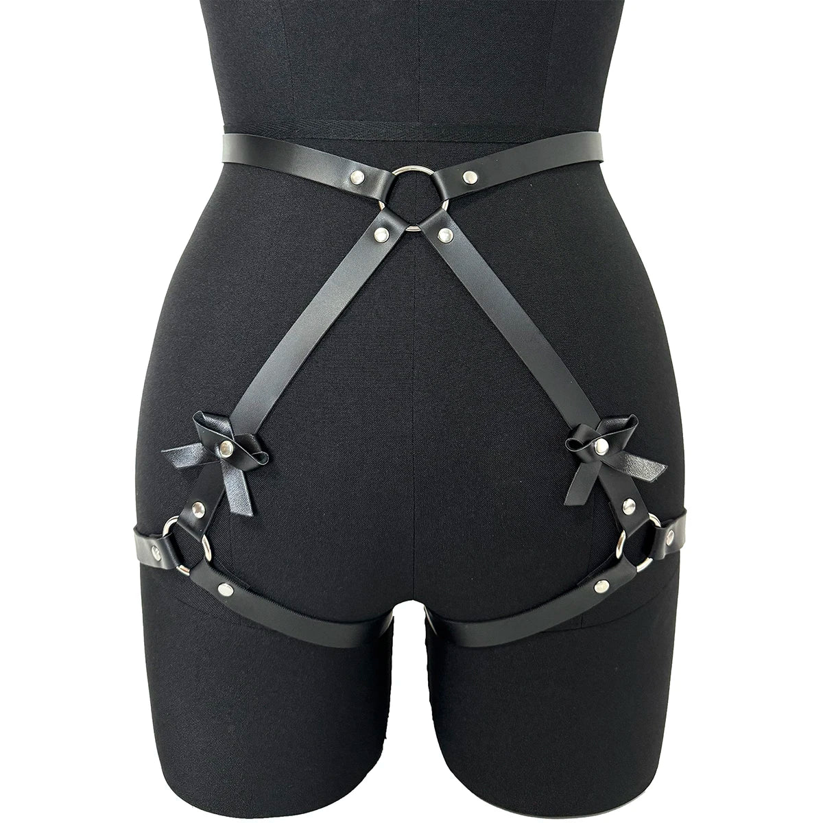 Sexy Lingerie Women's Bowknot Leg Harness Faux Leather Buttocks Adjustable Suspenders Gothic Garter Thigh Sword Belt Fetish Seks