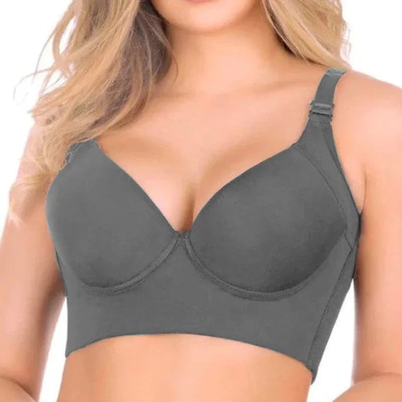 Women Deep Cup Bra Hide Back Fat Underwear Full Back Coverage Plus Size Push Up Bra