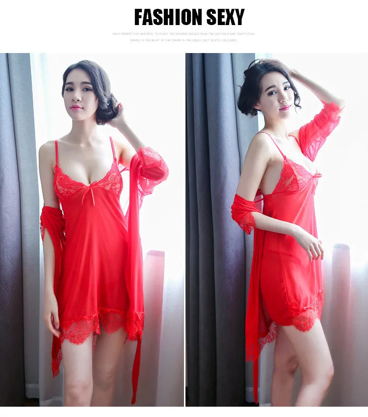 Women's Pajamas Pajama Sets Sleepwear Sexy Lingerie Nightwear Robe Gown Babydoll Nightgowns Suspender Lace Nightdress Home Wear