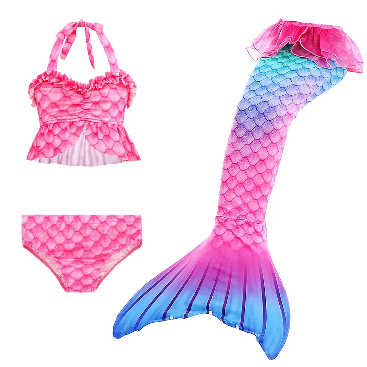 Bikini Top & Mermaid Skirt Girl Swimsuit Kid Swimwear Children Bathers Bathing Swimming Swim Suit Fashion Print Beachwear New