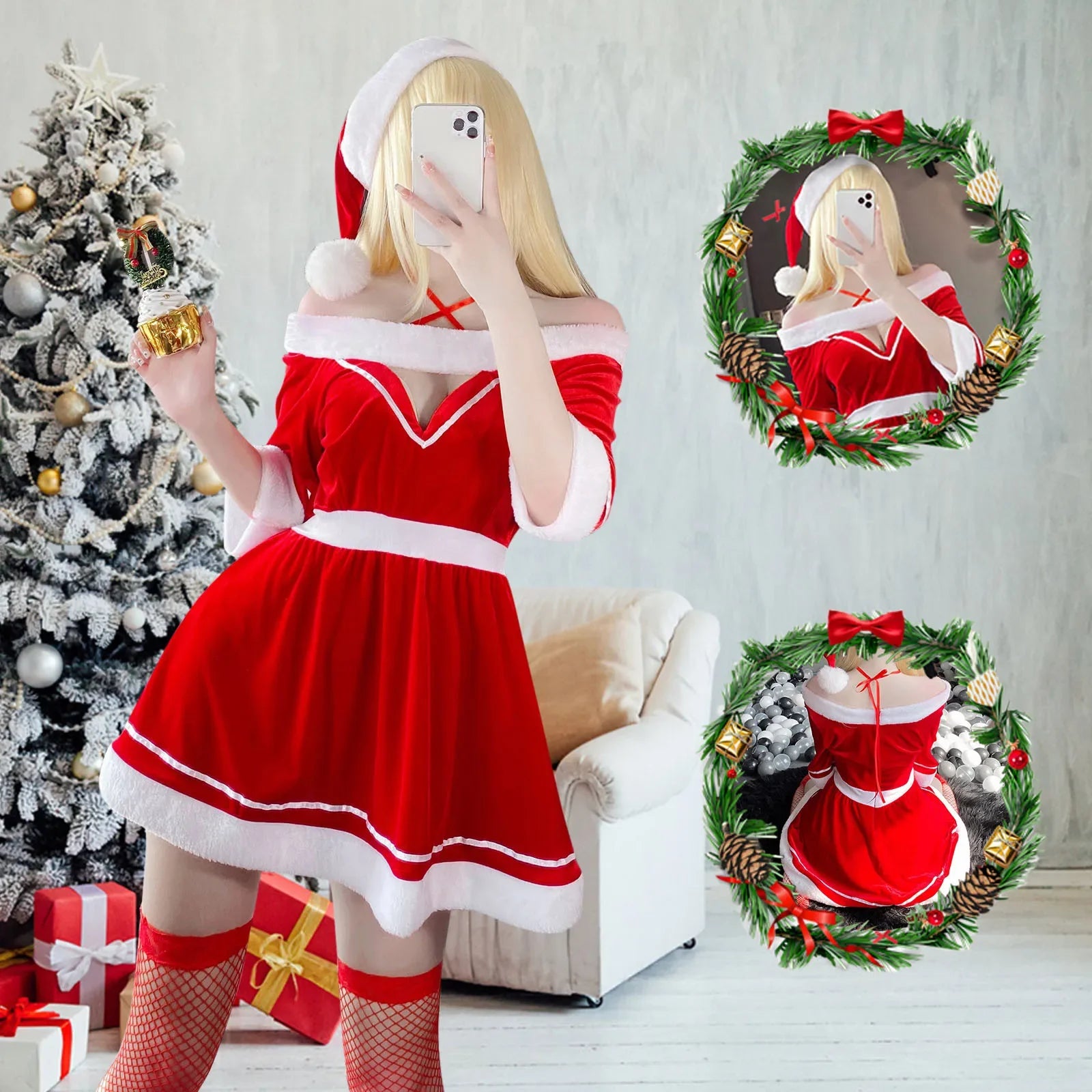 Sexy LingеRie Set Christmas Women Sexy Miniskirt Pajamas Sexy Underwear Set Lingerie Білизна Жіноча Комлекти