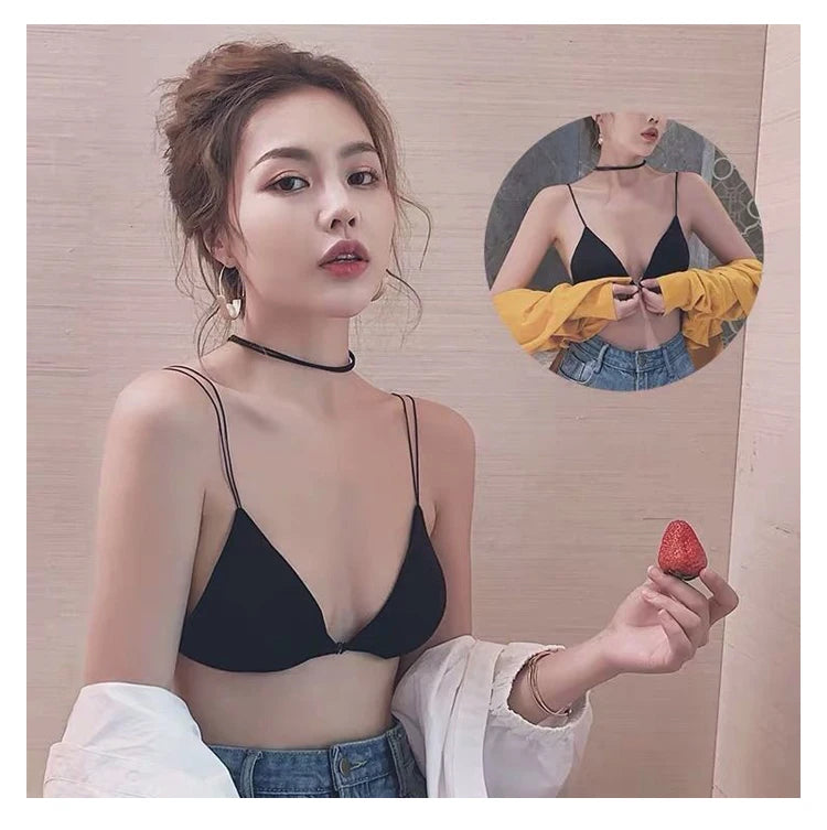 Bralette French Triangle Cup Bras for Women Comfort Cotton Bra Girl Summer Thin Soft Sexy Push Up Seamless Invisible Underwear