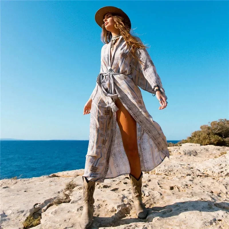 Women Swimsuit Beach Cover Up Dress Sleeve Tunic Long Pareos Cosplay Covers ups Summer Robe Plage Beachwear 2026