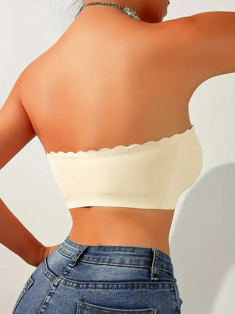 Solid Seamless Strapless Front Closure Wireless Strapless Bra, Sexy Comfy Push Up Bra, Women's Lingerie & Underwear