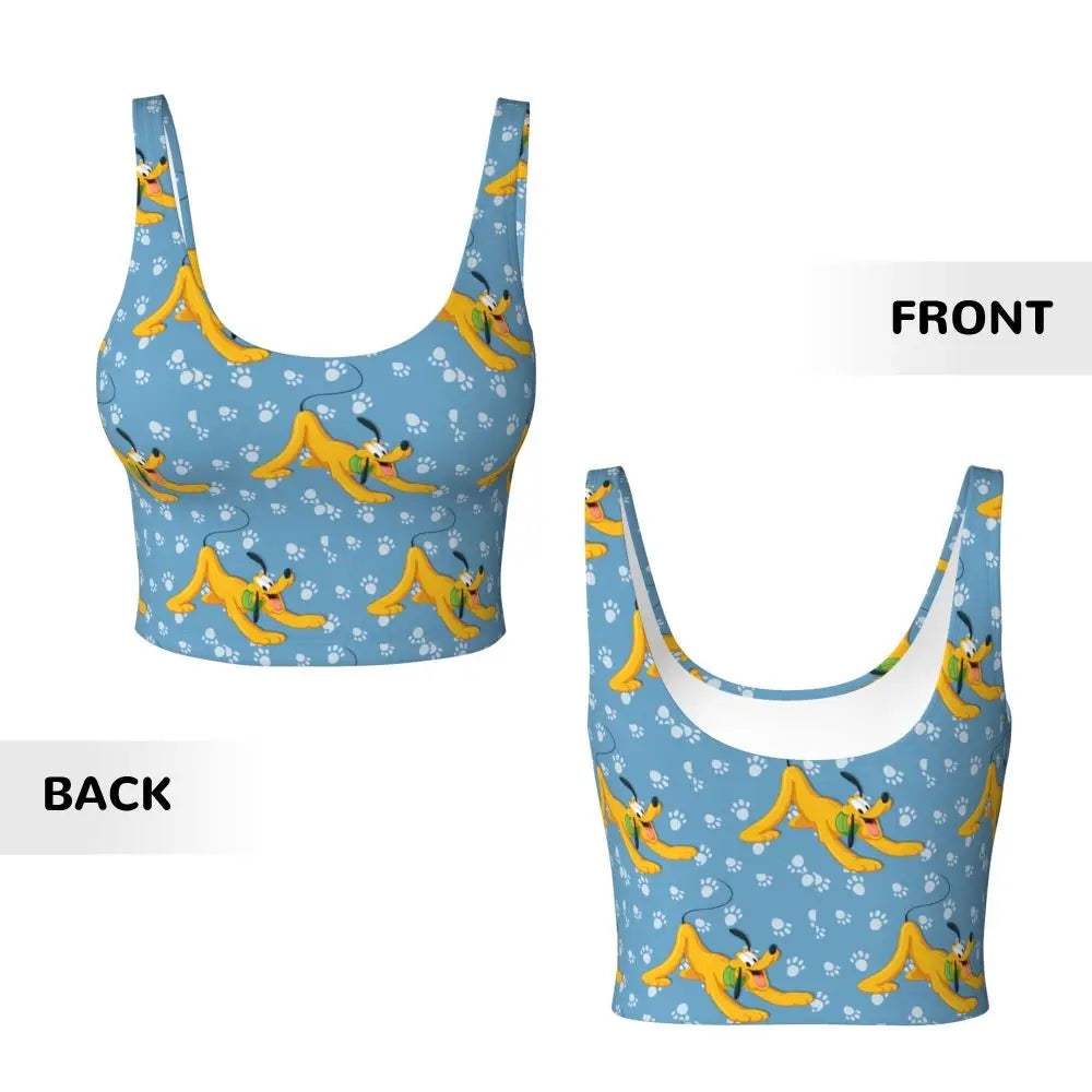 Custom Pluto Anime Manga High Impact Sports Bras for Women Classic Seamless Workout Yoga Crop Tank Tops