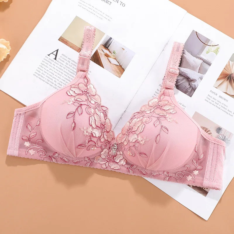 Bralette Push Up Bras for Women Underwear Vintage Floral Print Adjustable Sexy Lingerie Brasieres Para Mujer Sutian Feminino