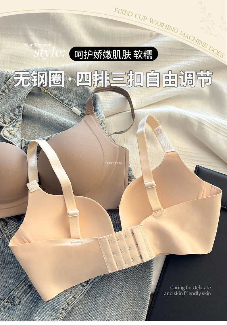 Strapless Push Up Bra for Small Bust - Lift Enhance Anti-Sag Side Coverage Wireless Comfort Convertible T-Shirt Bra A-C Cup