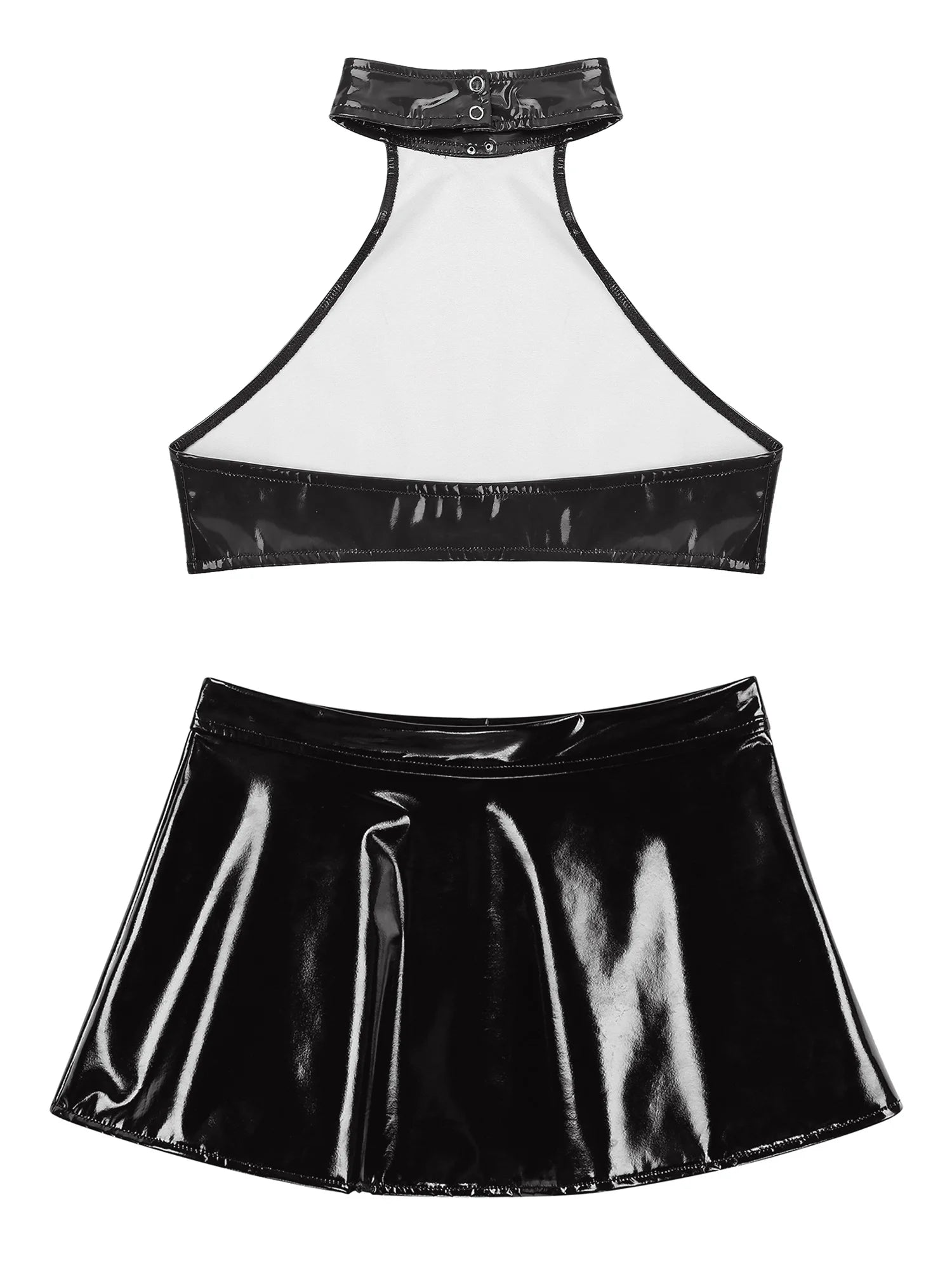 Two-Piece Female Lingerie Set Women Latex Nightclub Outfit Night Club Hot Girl Rave Festival Pole Dance Show Babydoll Costume