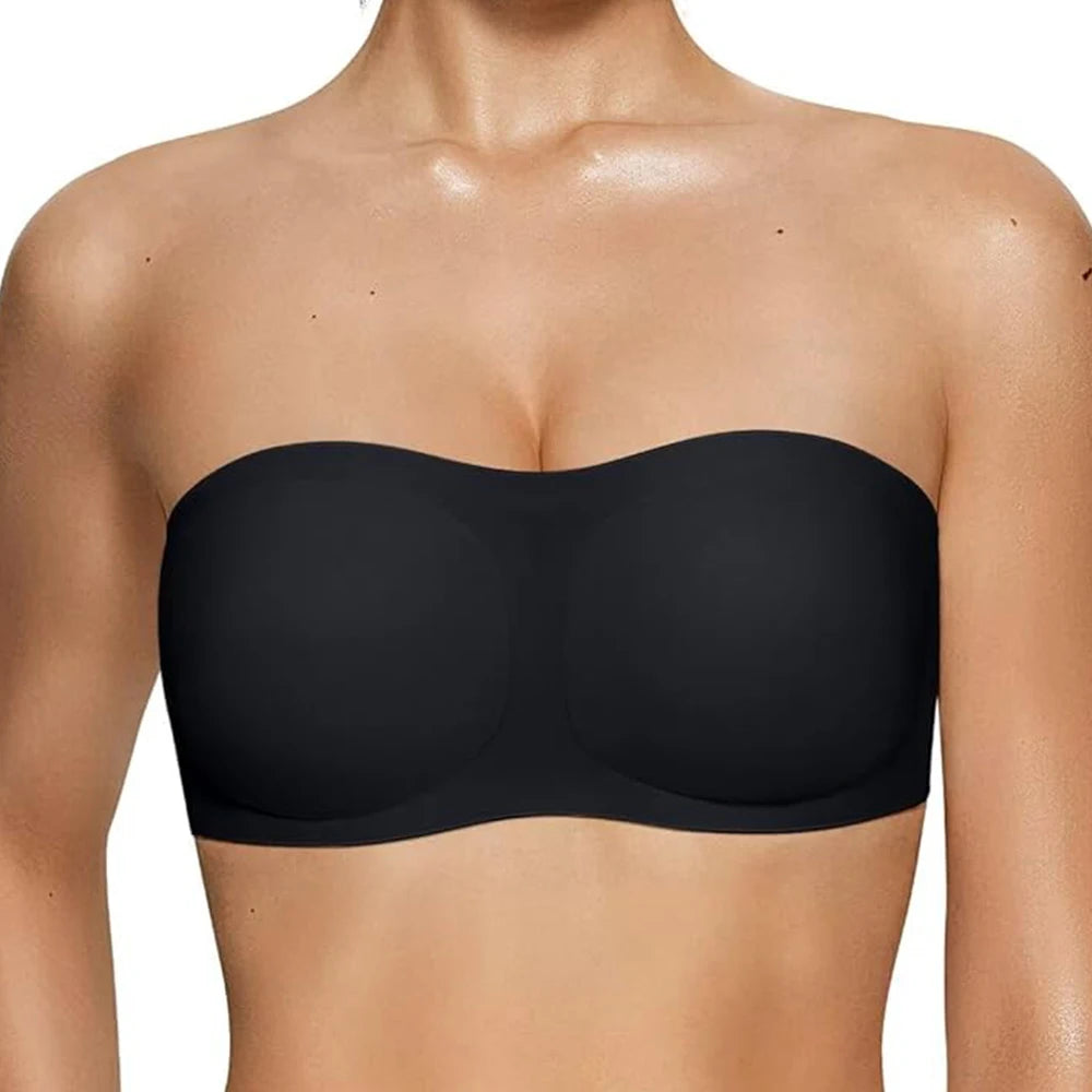 Strapless Push Up Jelly Bra Women's Bandeau Bra Without Straps Non-Slip Seamless Bralette No Underwire Soft Daily Brassiere