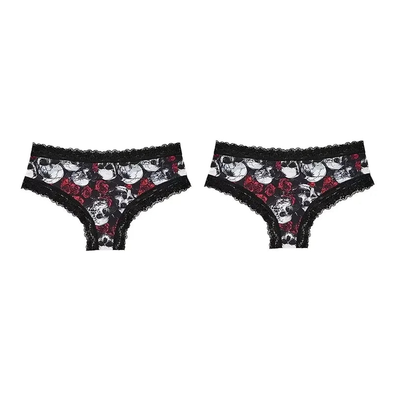 2Pc Set Lingerie Woman Sexy Underwear Lace Female Underwear Ghost Bat Butterfly Gothic Style Breathable Panties For Women