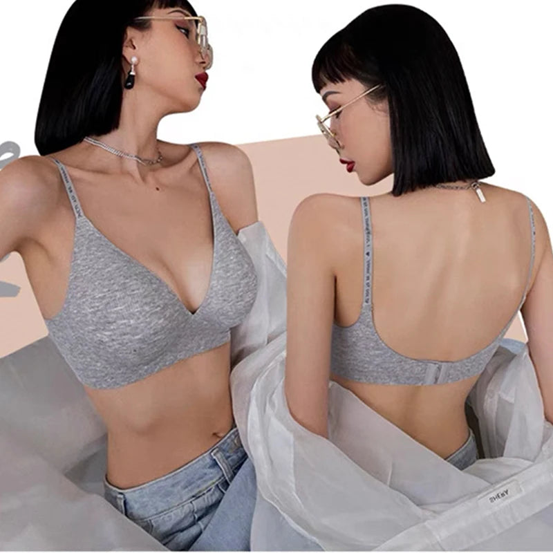 Seamless Bras For Women Sexy Lingerie Letter Strap Tops Wireless Brassieres Push Up Underwear Deep V Intimates U Back Bralette