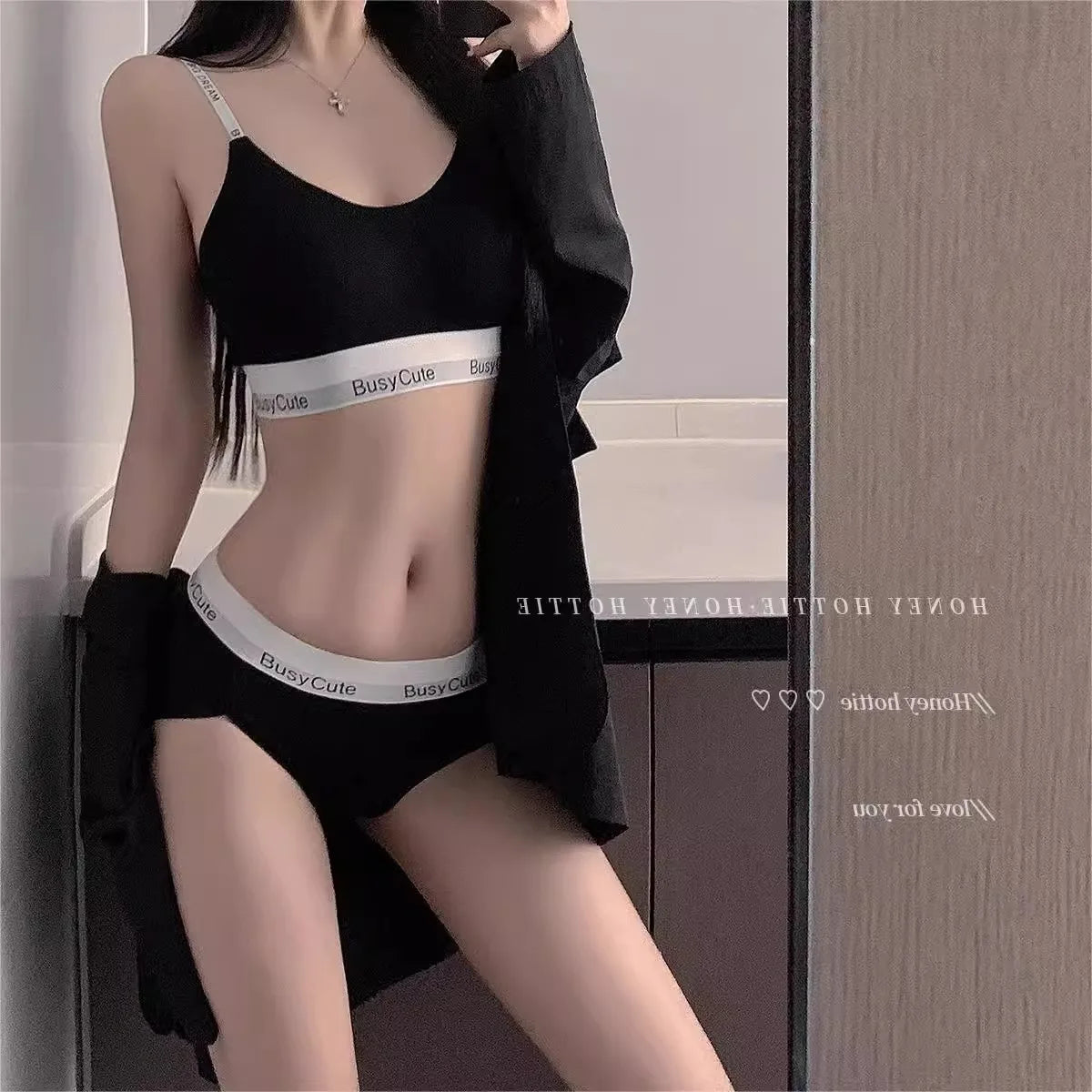 Sports Bra Set for Smaller Busts: Lift & Support, Anti-Sagging, Wire-Free, Breathable, Backless Letter Bra Two-Piece Set