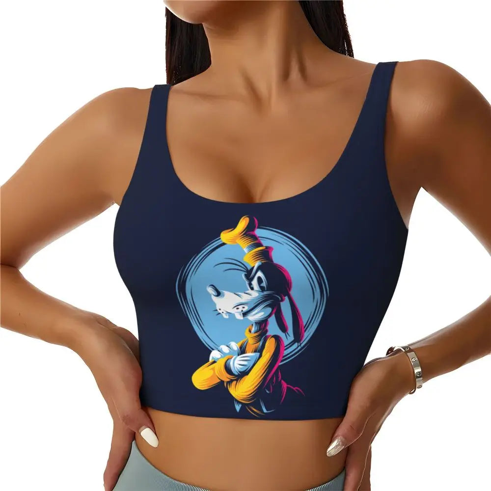 Custom Goofy Cartoons High Impact Sports Bras for Women Mangas Seamless Workout Running Crop Tank Tops