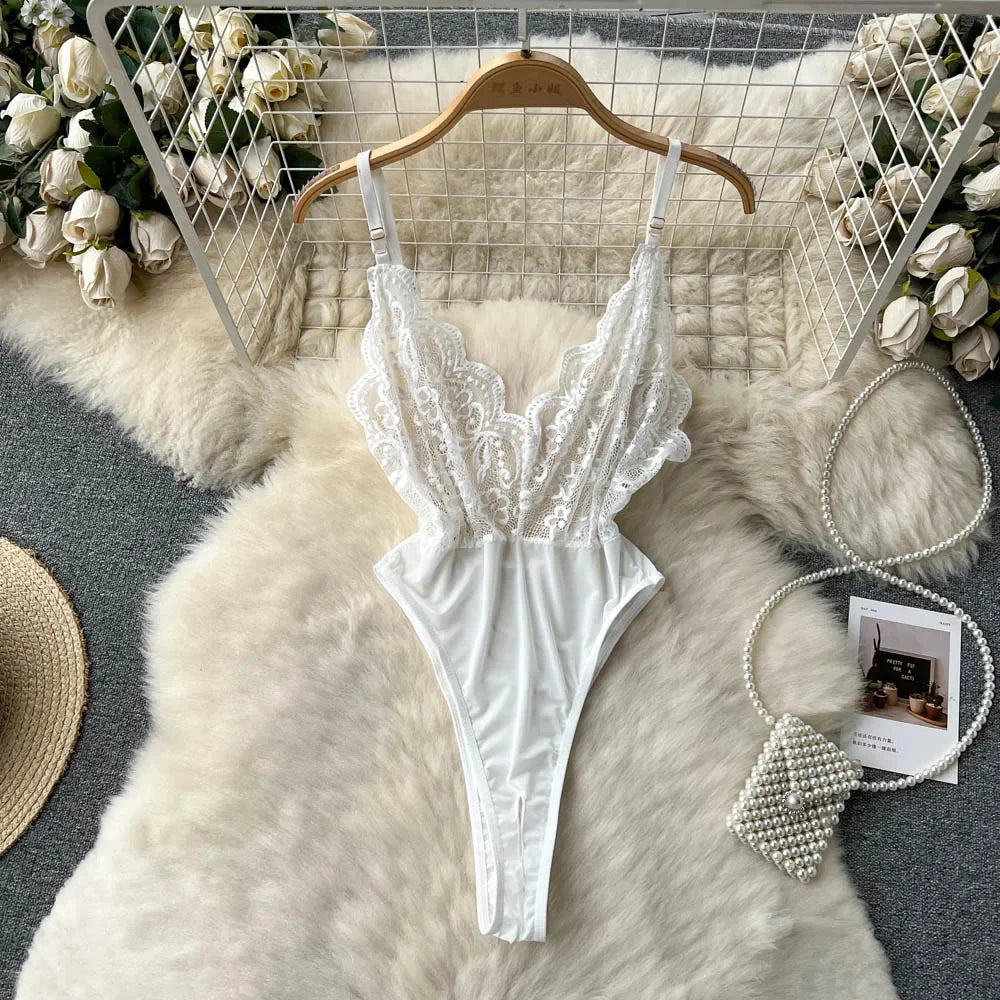 Backless Hotsweet Bow Lingerie For Women See Through Mesh Sexy Bunny Costume Lingerie Bodysuit 4 Piece Jumpsuit Spot Lace Cospla
