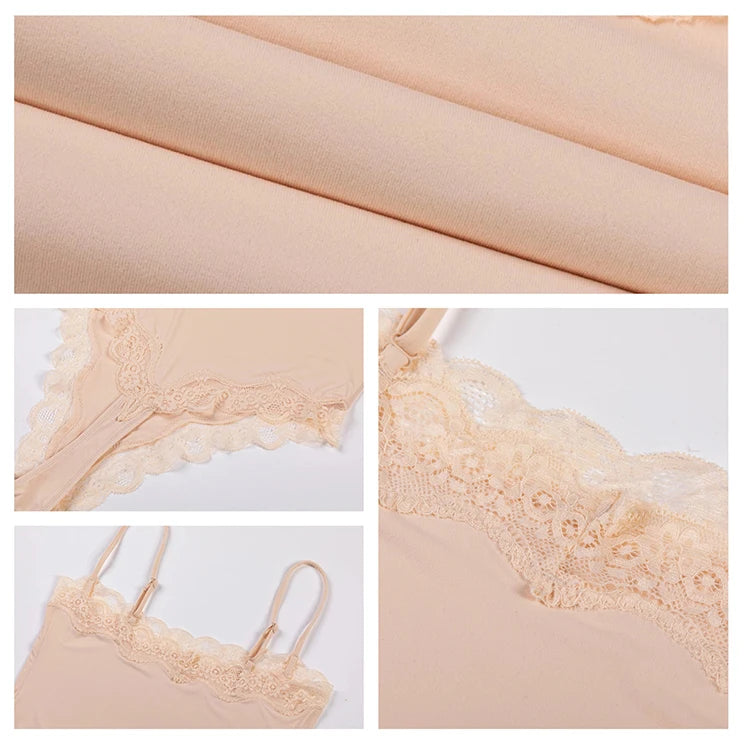 Meet'r Lace Camisole Bodysuit Lingerie Ladies Lace-edged Sexy Body-shaping Shapewear G-string Inner Tight Corset Underwear