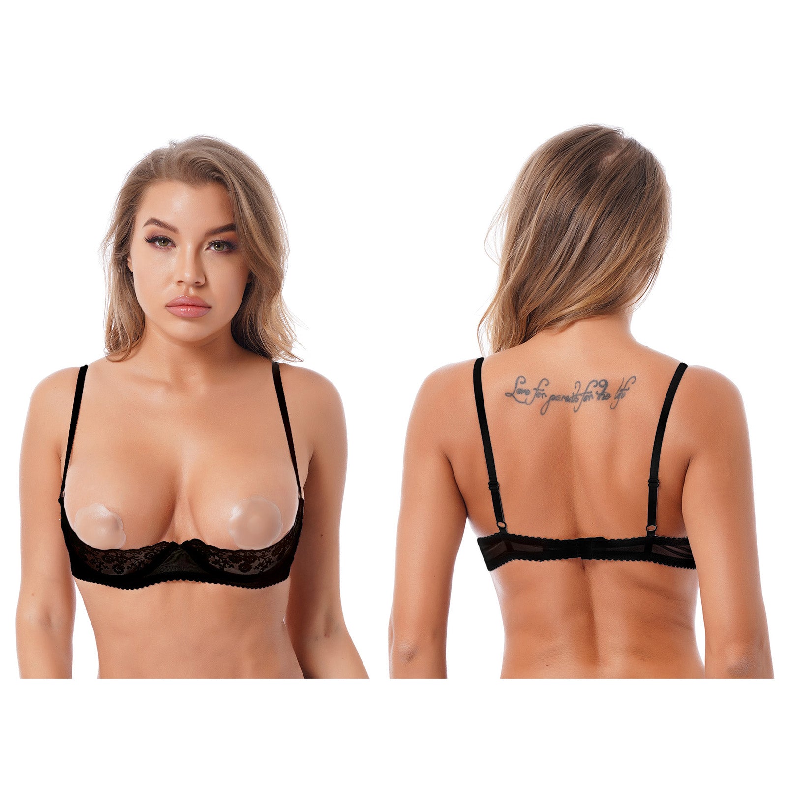 Women Lace Bra Underwear Adjustable Strap Half A Bra Unlined Brassiere Lingerie Sheer Floral Underwired