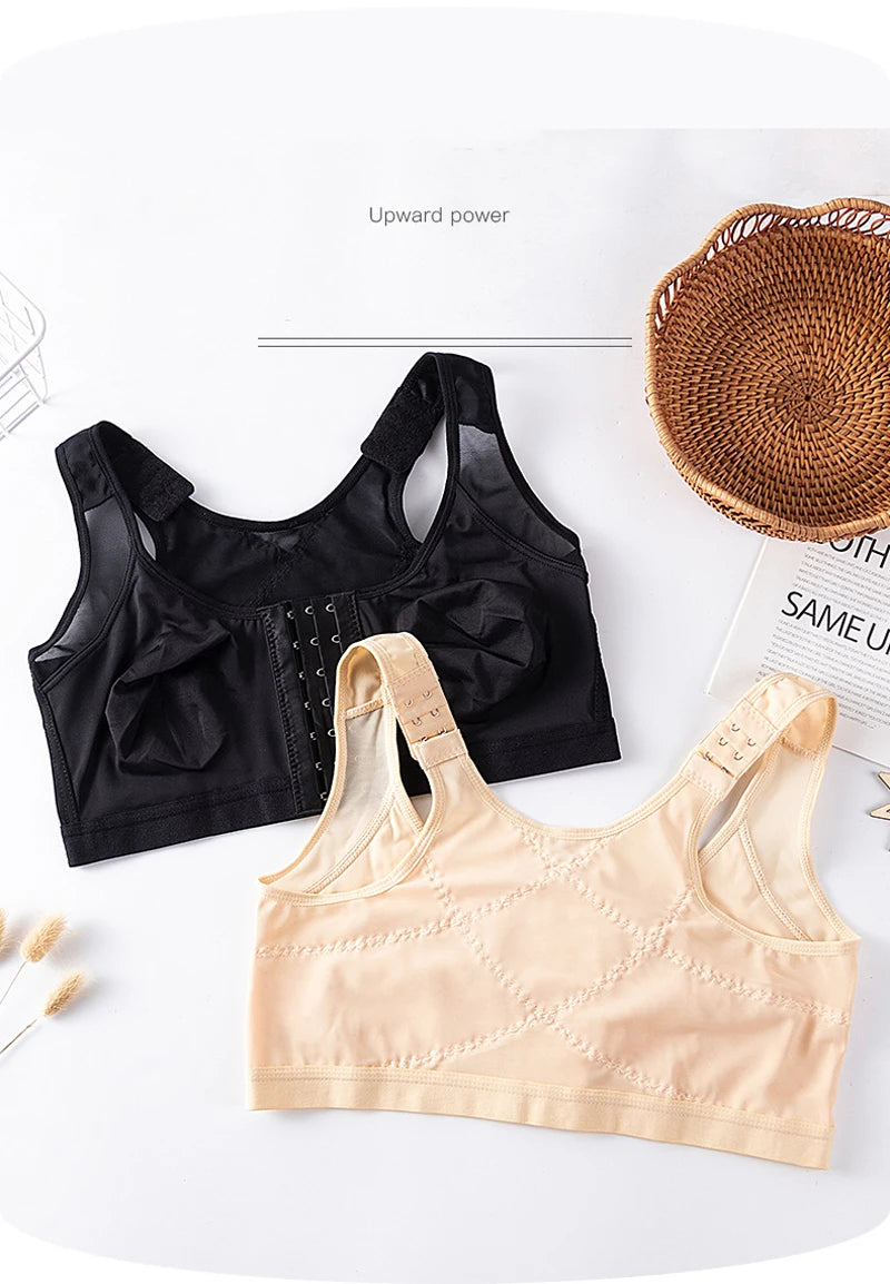 Large Size Sexy Front Closure Bra Wire Free Brassiere Intimates Women's Push Up Bralette Underwear Female Unlined Bras Lingerie