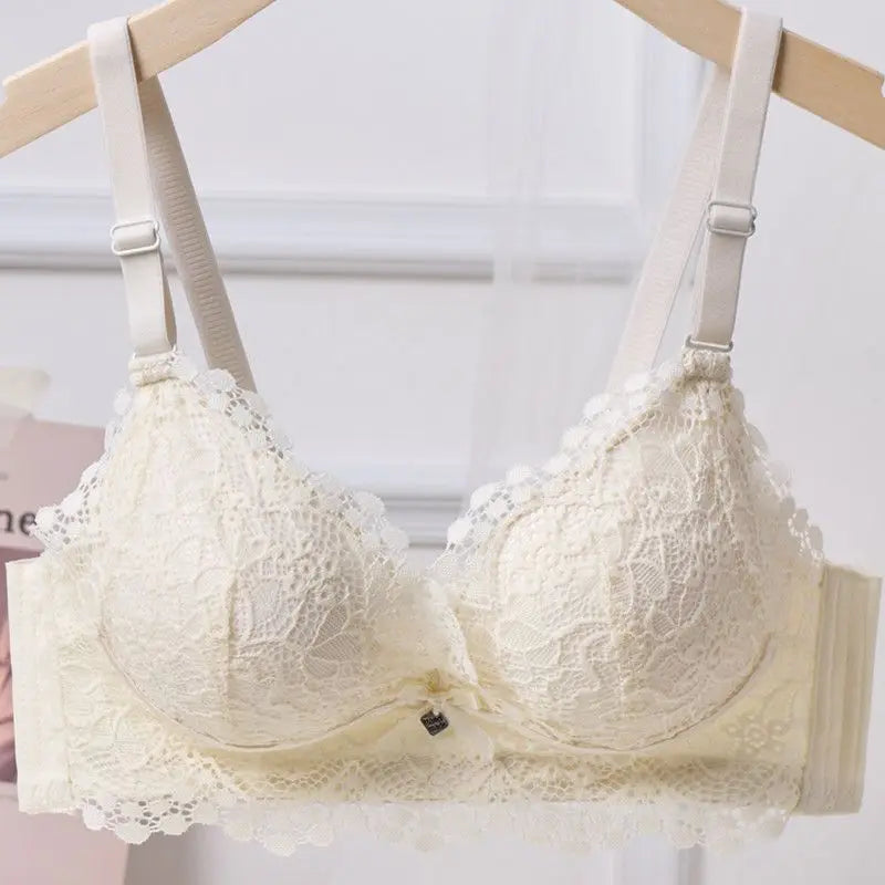 Lace Bra for Small Bust 12cm Extra Thick Push-Up Padding Wireless Support Side Coverage for Lift Shaping Anti-Sagging Comfort
