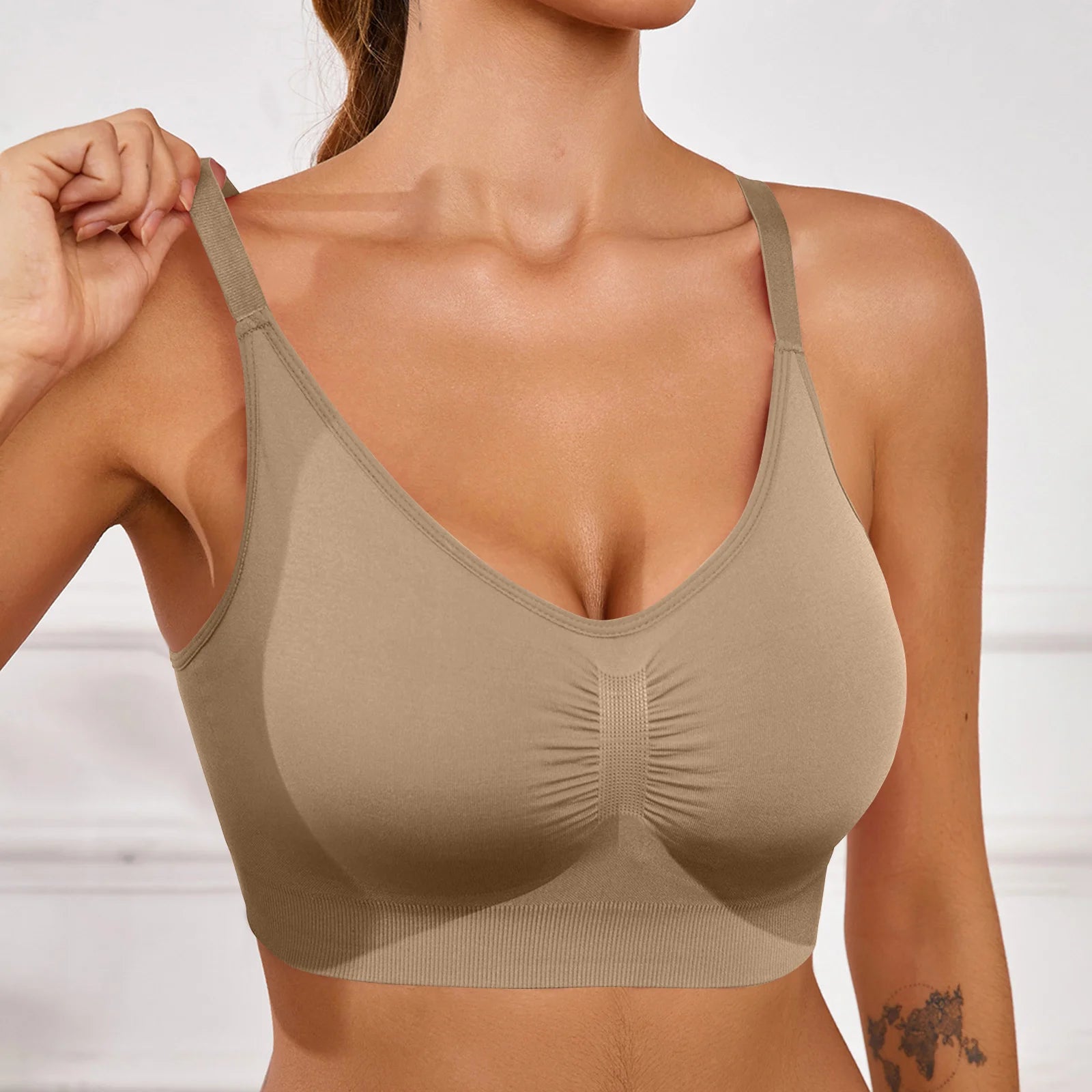 Adjustable Shoulder Straps Breasts Bra Seamless Bras Full Coverage Wireless Push Up Bra For Women Comfort Sculpting Bralettes