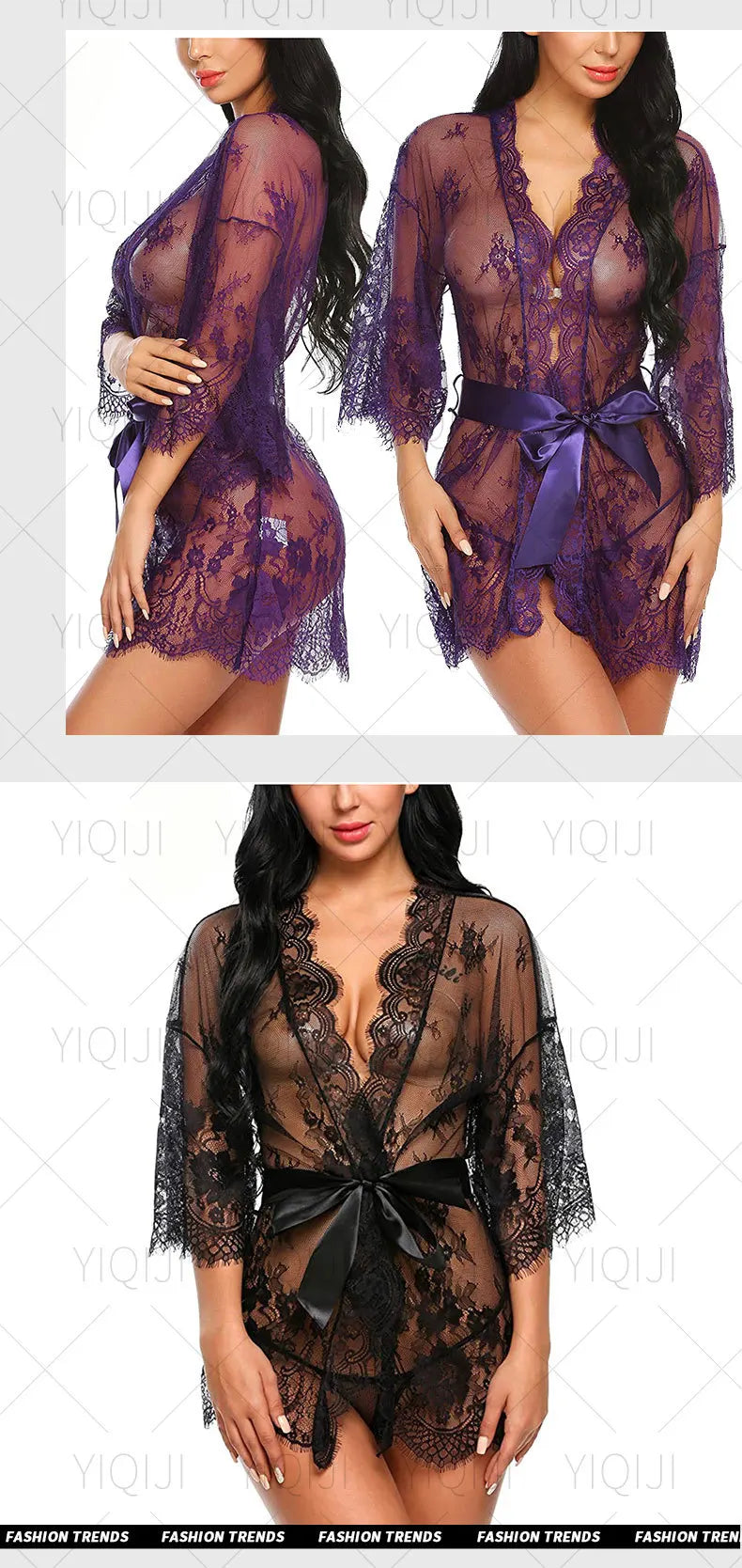 Sexy Women Lingerie Lace Night Dress Sleepwear Nightgown Bandage Deep V G-String See Through Sexy Sheer Sleep Dress Robe
