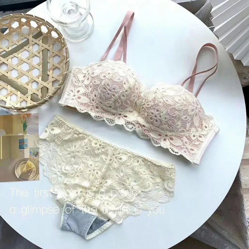New Push-Up Lingerie Set Comfortable Wire-Free and Lightweight Bra Provides Lift and Side Support Sexy & Exquisite Lace Design