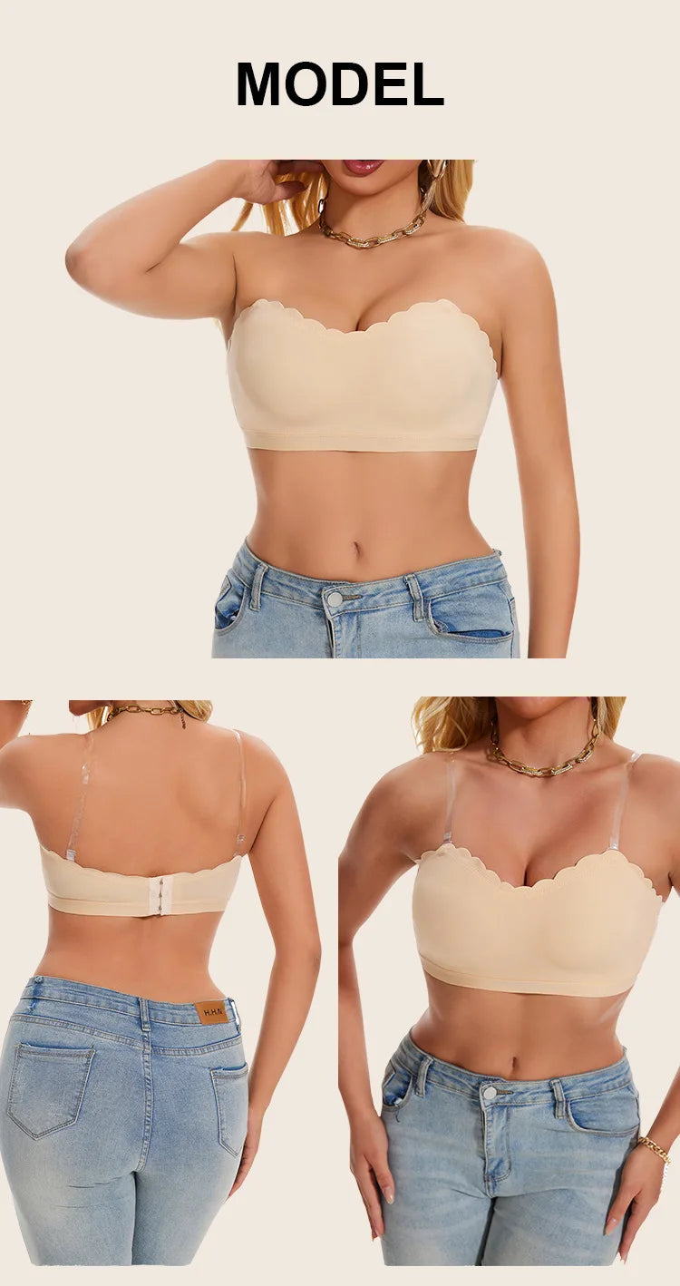 Lingerie Wireless Gather Bra Women Invisible Bra Front Buckle Push up Seamless Bra Sexy Strapless Underwear Waves Grain Bras